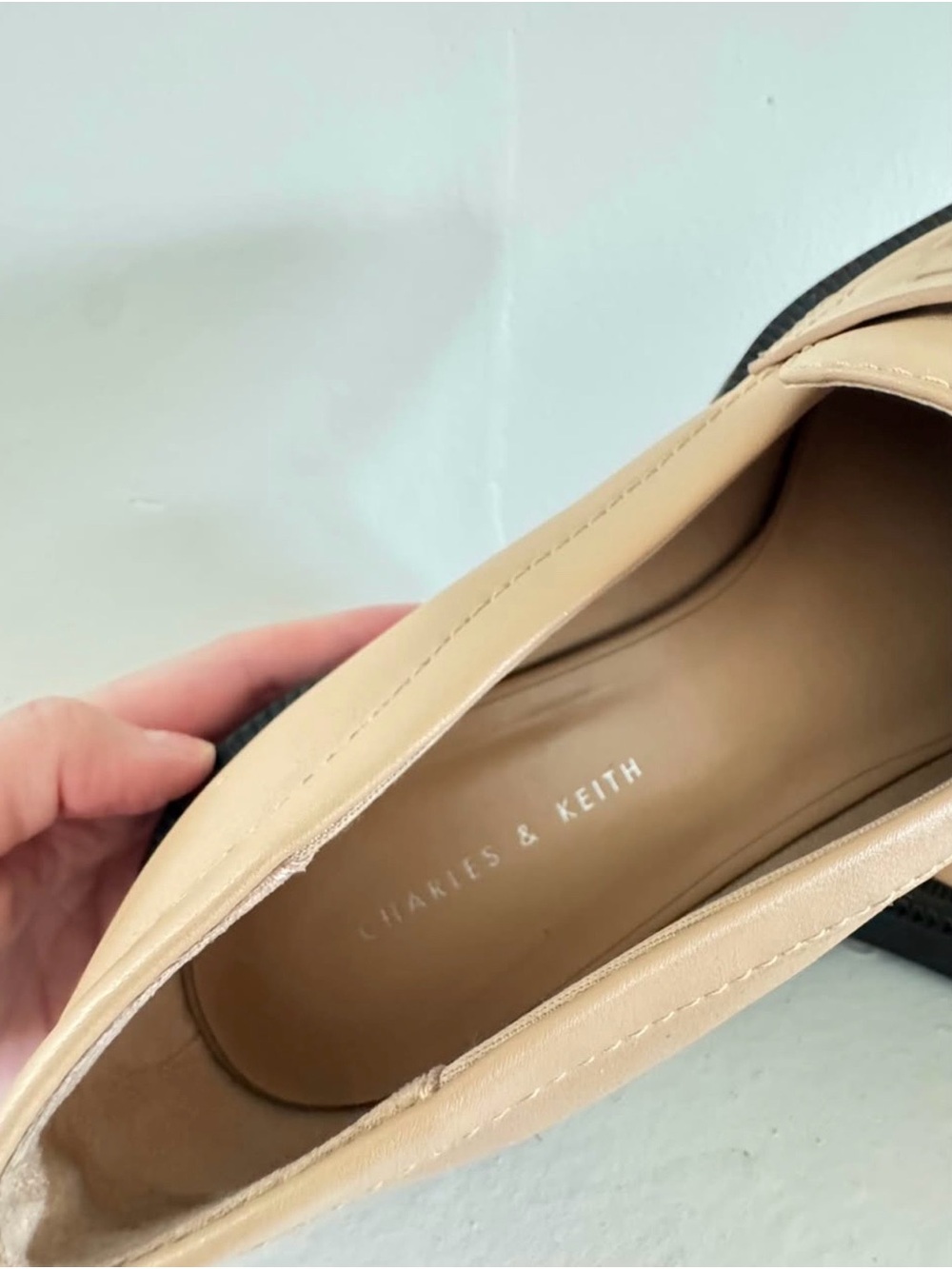 Charles & Keith Nude Penny Loafers with Black Sole - Picture 2 of 3